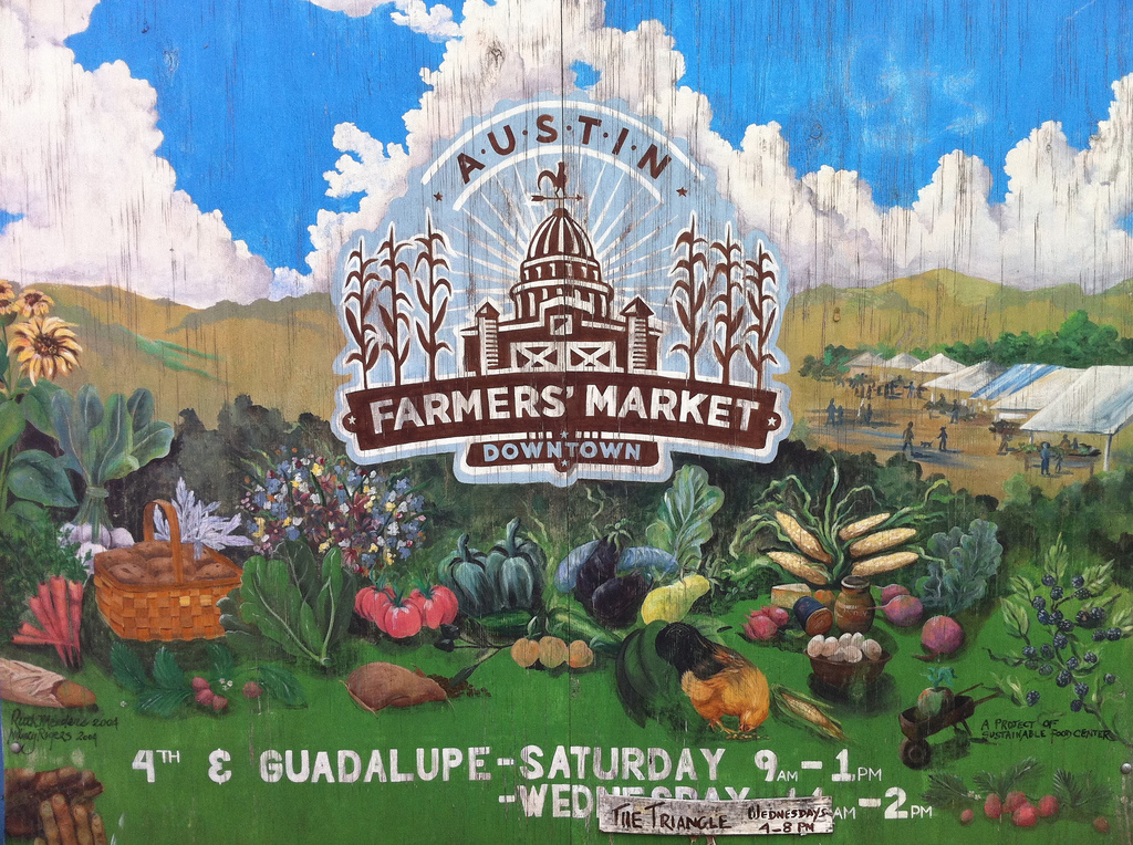 Hundreds of shoppers descend on the Farmer's Market in downtown Austin every weekend seeking the green, organic, and fresh produce delivered by local farmers